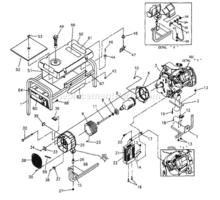 Page B Diagram and Parts List for 9441-5 3,500 XL Briggs and Stratton Generator